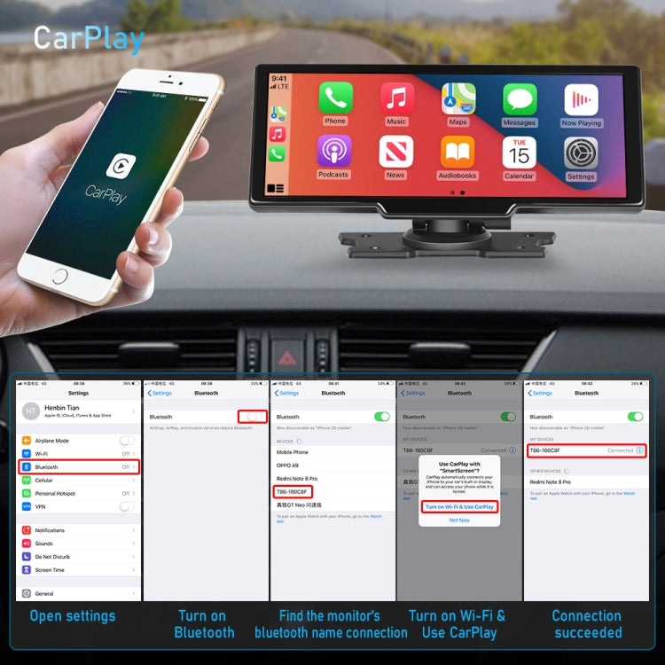 Car 10.26 Inch Portable Wireless CarPlay Display Android Auto Mobile Phone Screen, A3073 10.26 Inch Car 10.26 Inch Portable Wireless CarPlay Display Android Auto Mobile Phone Screen, A3073 10.26 Inch